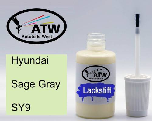 Hyundai, Sage Gray, SY9: 20ml Lackstift, von ATW Autoteile West.